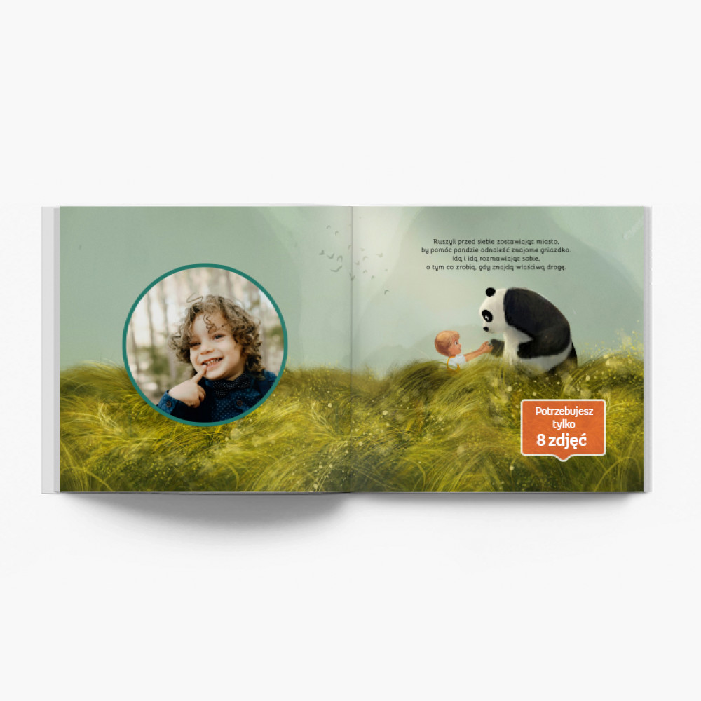 Przygoda pandy - chłopiec fotoksiążka, 20x20 cm