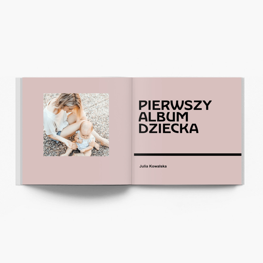 Pierwszy album dziecka (róż) fotoksiążka, 20x20 cm