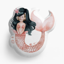 Poduszka 3D personalizowana, Welur, Syrenka z Muszelkami, 30x30 cm