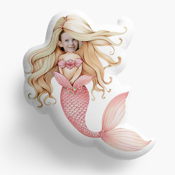 Poduszka 3D personalizowana, Welur, Syrenka Blondynka, 30x30 cm