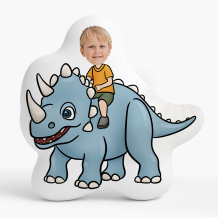 Poduszka 3D personalizowana, Welur, Dinozaur niebieski, 30x30 cm