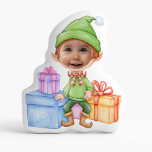 Poduszka 3D personalizowana, Welur, Elf z prezentami, 40x40 cm