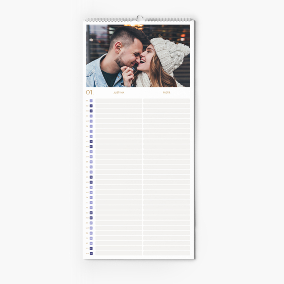 Kalendarz planer, Beige dla 2 osób, 22x45 cm