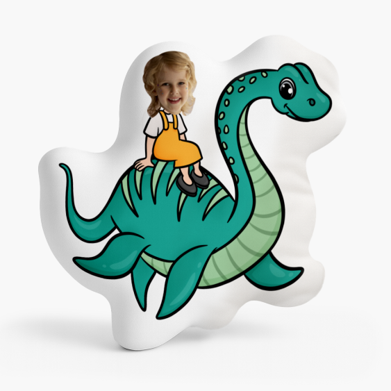 Poduszka 3D personalizowana, Welur, Dinozaur turkusowy, 30x30 cm