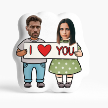 Poduszka 3D personalizowana, Welur, Para z napisem, 30x30 cm