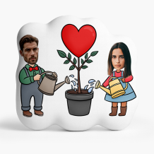 Poduszka 3D personalizowana, Welur, Para z roślinką, 30x30 cm