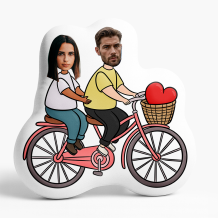 Poduszka 3D personalizowana, Welur, Para na rowerze, 30x30 cm
