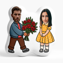 Poduszka 3D personalizowana, Welur, Para z bukietem, 30x30 cm