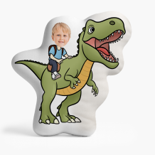 Poduszka 3D personalizowana, Welur, Dinozaur zielony, 30x30 cm