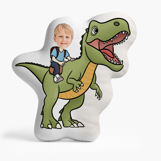 Poduszka 3D personalizowana, Welur, Dinozaur zielony, 30x30 cm