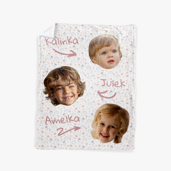 Koc Twój projekt z twarzami, M, 75x103 cm