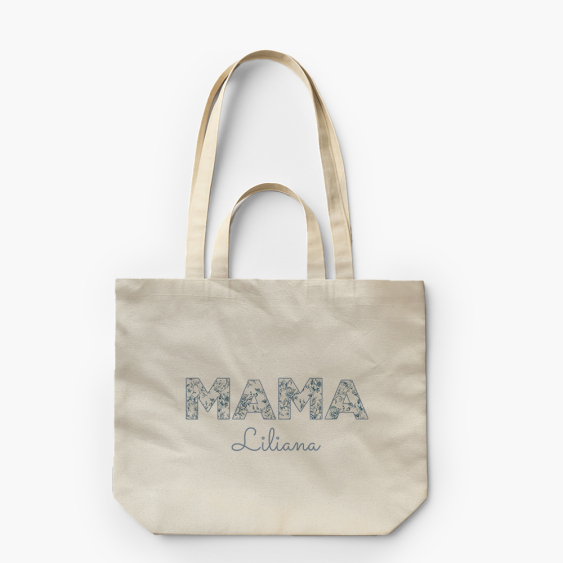 Torba płócienna z podwójnymi uszami, 38x42x10, Mama z imieniem