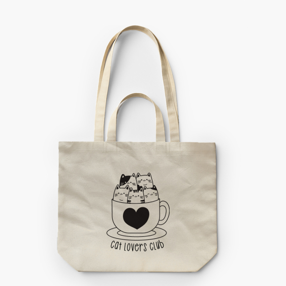 Torba płócienna z podwójnymi uszami, 38x42x10, Cat lovers club