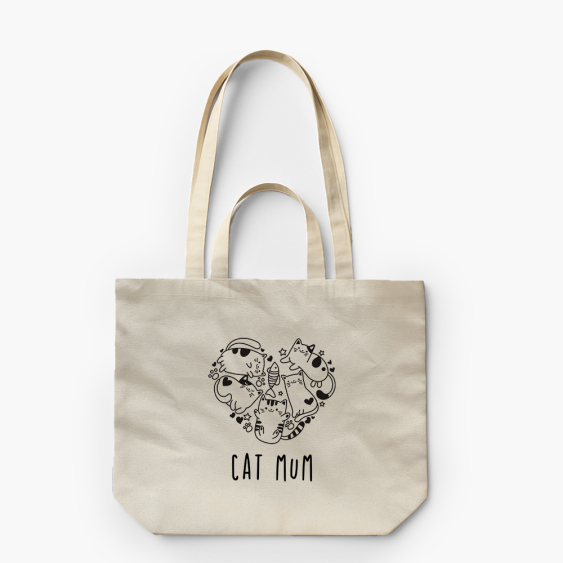 Torba płócienna z podwójnymi uszami, 38x42x10, Cat mum 2