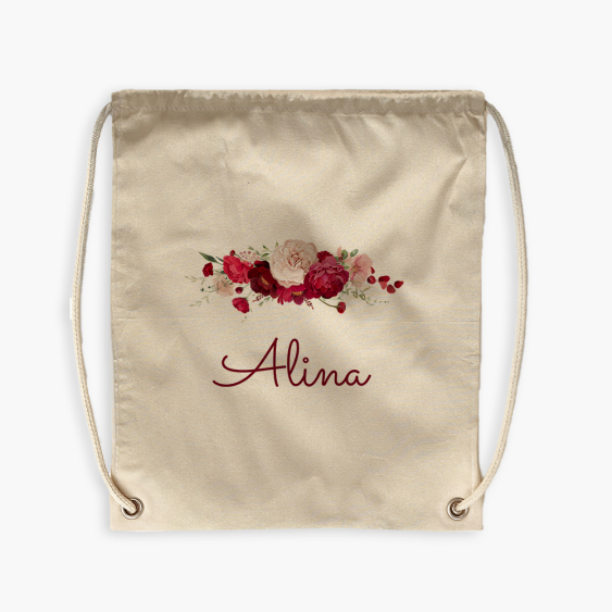 Plecak-worek, 38x46, Kwiaty z imieniem