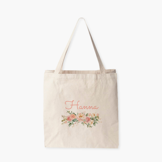 Torba bawełniana, 38x42x10, Kwiaty z napisem