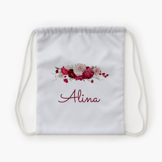 Plecak-worek, 30x38, Kwiaty z imieniem