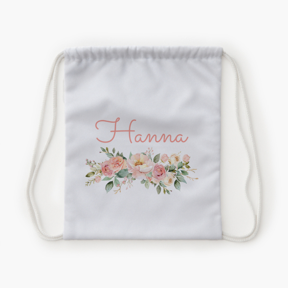 Plecak-worek, 30x38, Kwiaty z napisem