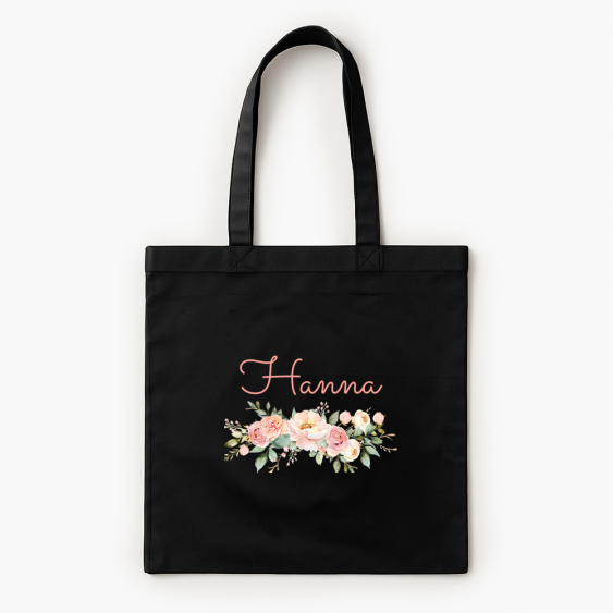 Torba bawełniana, 38x42, Kwiaty z napisem