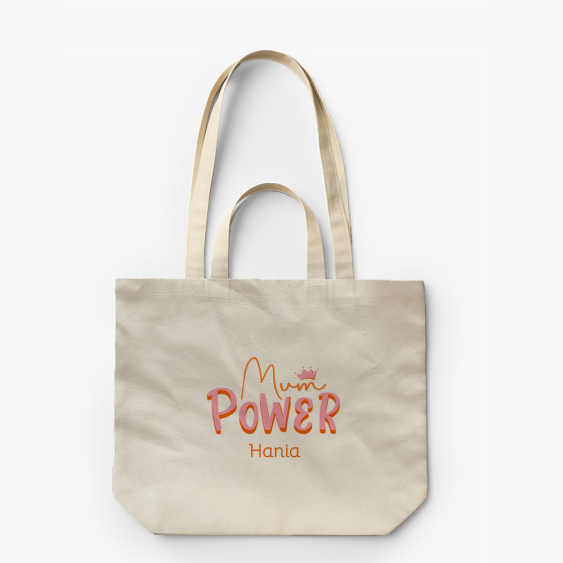 Torba płócienna z podwójnymi uszami, 38x42x10, Mum power