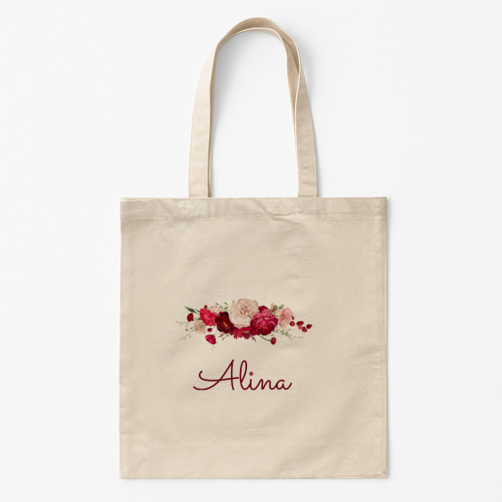 Torba bawełniana, 38x42, Kwiaty z imieniem