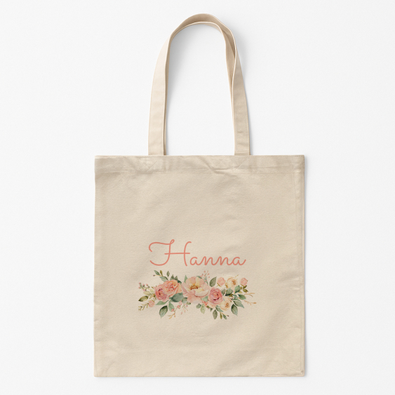 Torba bawełniana, 38x42, Kwiaty z napisem
