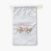 Worek na kapcie, 30x45, Kwiaty z napisem