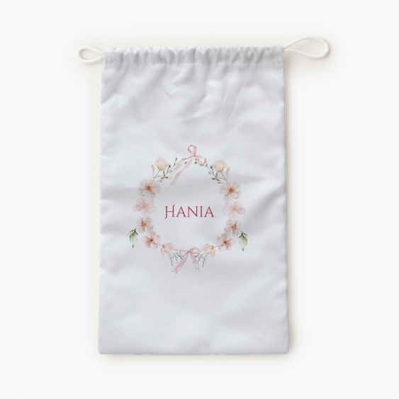 Worek na kapcie, 30x45, Wieniec z napisem