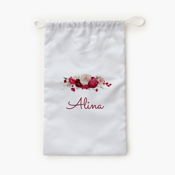 Worek na kapcie, 30x45, Kwiaty z imieniem