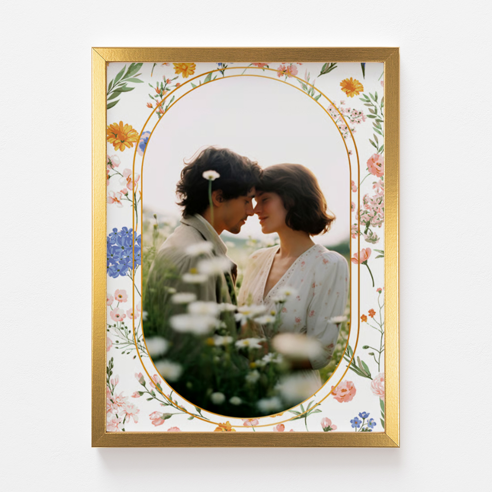 Plakat, Delicate spring ze złotą ramką, 21x30