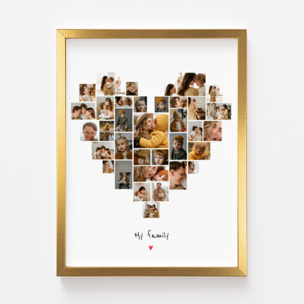 Plakat, Insta Serce ze złotą ramką, 20x30