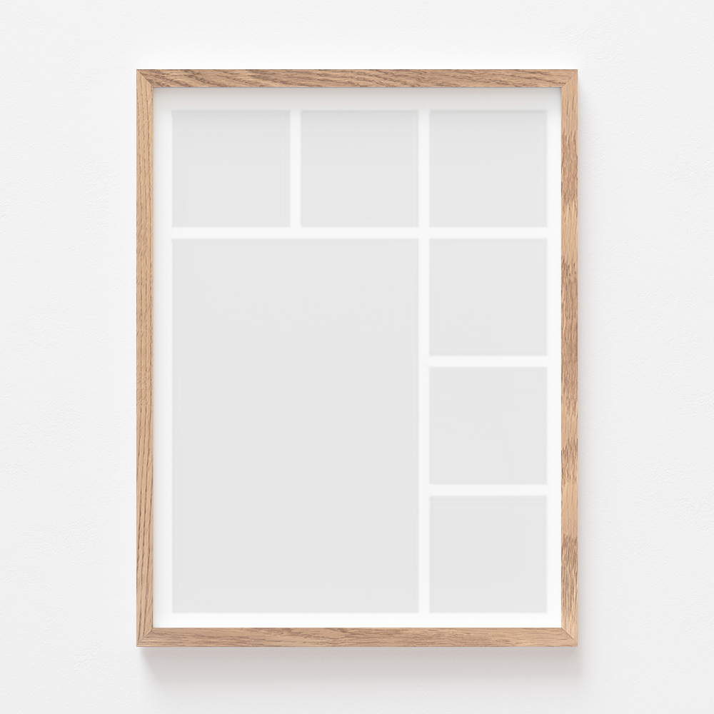 Plakat, Twój plakat, 7 elementów z ramką dębową, 21x30