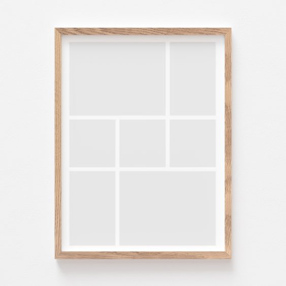 Plakat, Twój plakat, 7 elementów z ramką dębową, 21x30