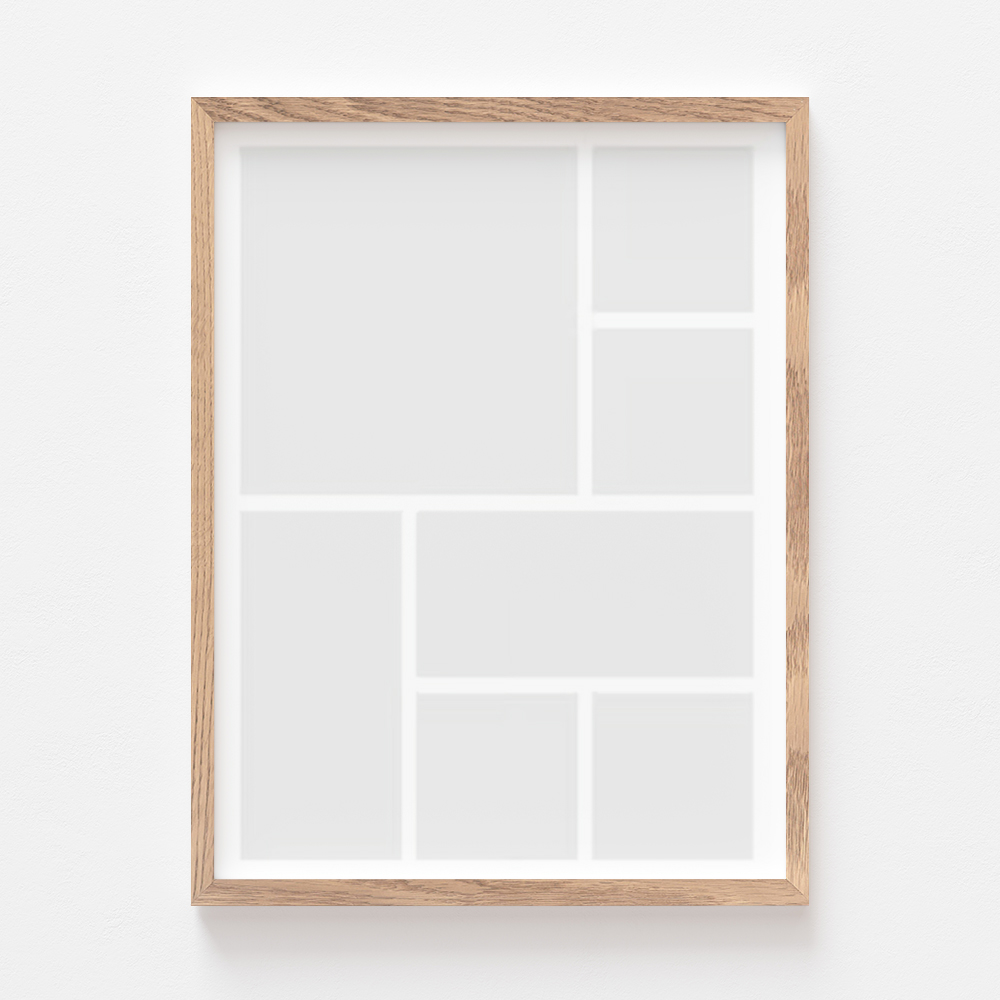 Plakat, Twój plakat, 7 elementów z ramką dębową, 21x30