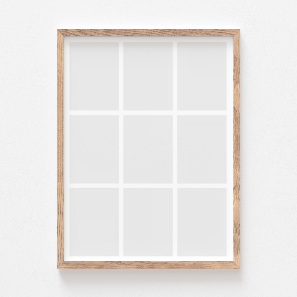 Plakat, Twój plakat, 9 elementów z ramką dębową, 21x30