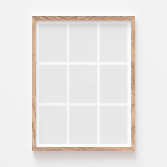 Plakat, Twój plakat, 9 elementów z ramką dębową, 21x30