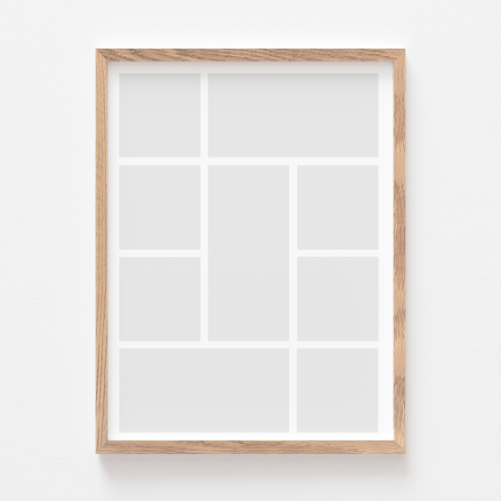 Plakat, Twój plakat, 9 elementów z ramką dębową, 21x30