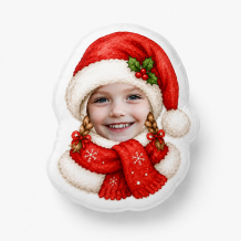 Poduszka 3D personalizowana, Welur, Czapka Mikołaja, 30x30 cm